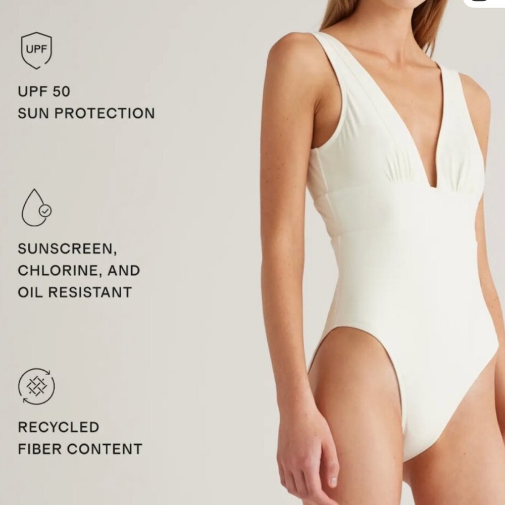 Nwt Quince Italian Plunge One Piece Ivory